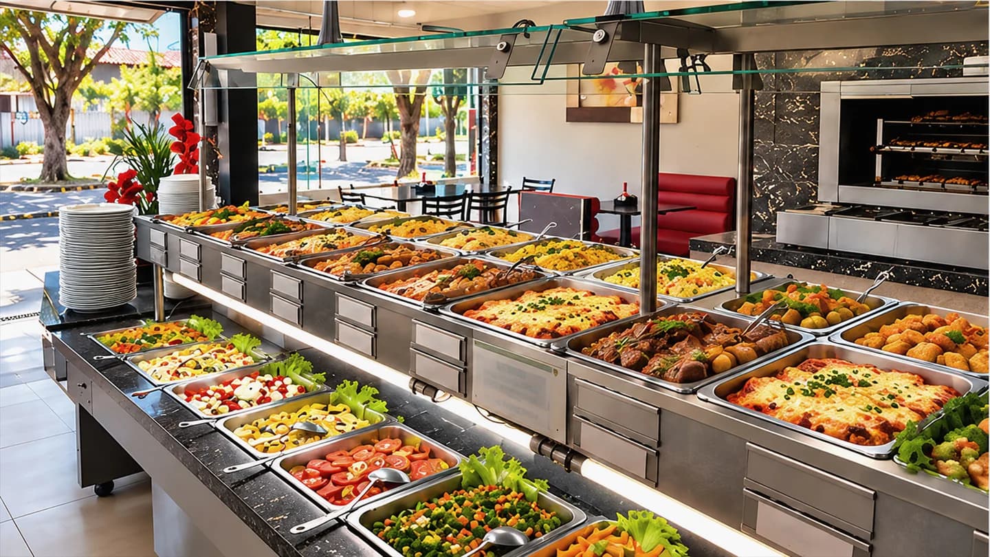 Buffet de saladas e acompanhamentos do Paladar